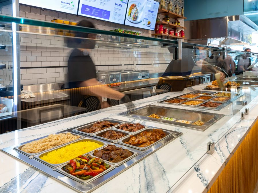 Gyro serving line ready for a crowd